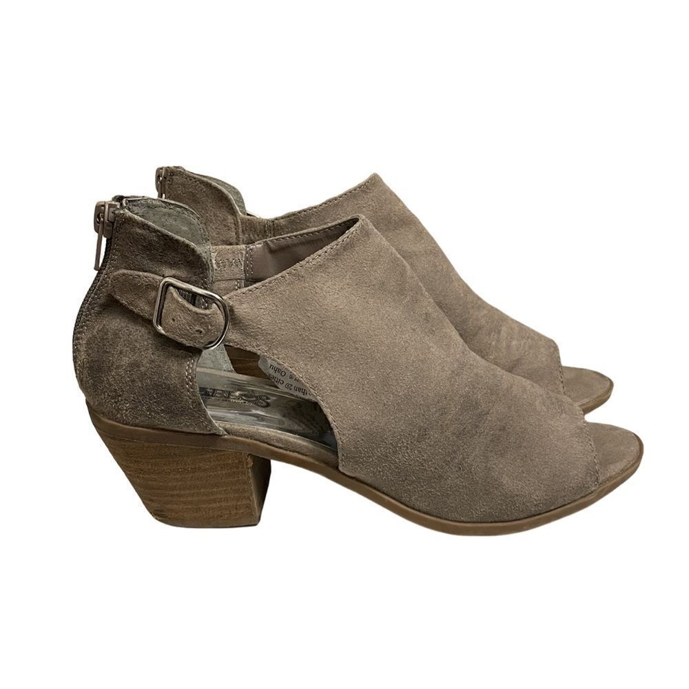 Carlos by Carlos Santa Della Peep Toe Suede Bootie in Brown Lyst (Size: 8)